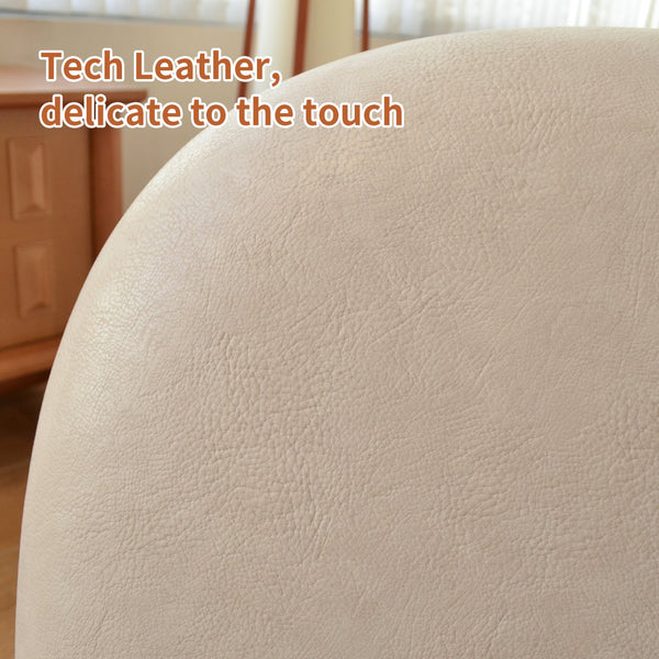 English Elm Cute Faux Leather Armless Accent Chair Solid Wood Legs Cushioned Seat Modern Cream W2105P440975