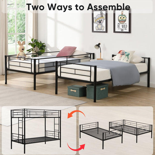 English Elm Twin Over Steel Bunk Bed with Pull Out Trundle Stair Access Kids Room W311120500