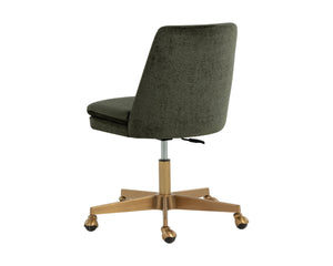 Sunpan Berget Office Chair - Glamorous Bergen Olive Fabric With Matte Gold Base For Modern Workspaces Green Fabric 112047