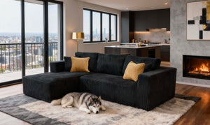 English Elm Full Corduroy Sectional Sofa with Foam Cushions Ready to Use Straight From the Box B2748S00056