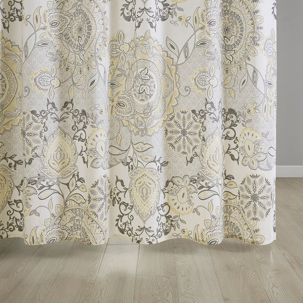 JLA Home Madison Park - Printed Cotton Isla Shower Curtain 72x72 — Watercolor Floral Medallion, OEKO-TEX, Machine Washable Elegance MP70-8150