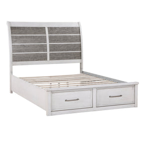 English Elm Antique Ambrose Queen Platform Bed with Footboard Storage Drawers Rustic Acacia Veneer Finish Antique Gray,Antique White 67.25 L x 43.75 W x 7.75 H B011S01450