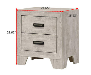 English Elm 1pc Whitewash Wood 2-drawer Nightstand with Metal Pulls for Transitional Bedroom B011P444135