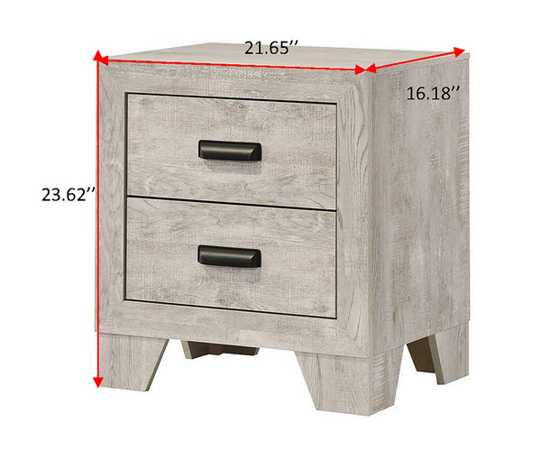 English Elm 1pc Whitewash Wood 2-drawer Nightstand with Metal Pulls for Transitional Bedroom B011P444135