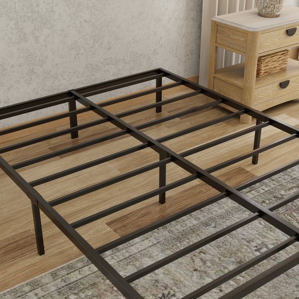 English Elm Heavy-duty Steel Queen Platform Foundation Matte Black Frame with 2000 Lb Support B047P321304