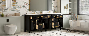 English Elm 72'' Modern Bathroom Vanity Set With Durable Ceramic Sink, Solid Wood Frame, Ample Storage & Style N710SS00011B