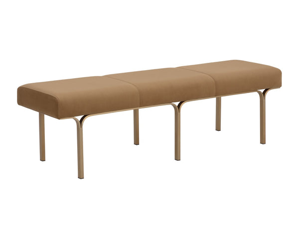 Sunpan NUVELLA Bench – Modern Minimalist Design in Kona Camel Upholstery for Versatile Home Decor Solutions 112296