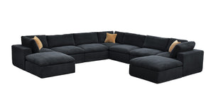 English Elm Coffee Bean Textured Modular Sectional Low Profile Lounge Sofa with Toss Pillows Dark Gray B2748S00084
