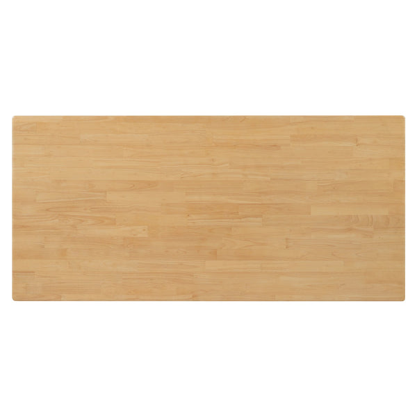 English Elm Solid Rubberwood Dining Table Thick Slab Top Seats 8 Modern Farmhouse Kitchen Natural N768P427476N