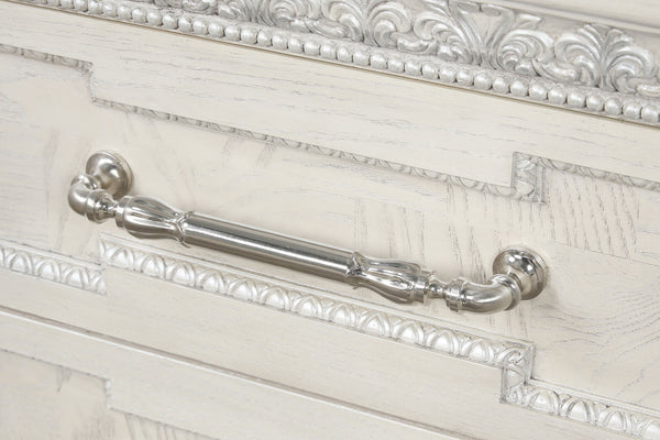 English Elm Traditional French Inspired Nightstand with Usb Charging Dovetail Drawers Creamy Finish B2741P435893
