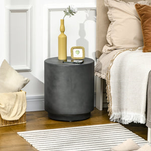 English Elm HOMCOM Modern Round 32" Coffee Table with Wood Grain Top and Black Metal Frame, Durable & Versatile Dark Gray W2225P217446