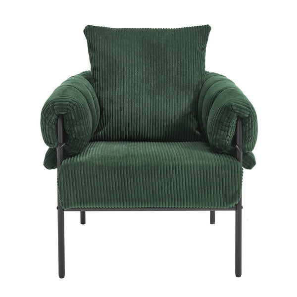 English Elm TS Modern decorative chair with plush teddy fleece upholstery and gold metal legs for luxe comfort and style Dark Green W2311P308067