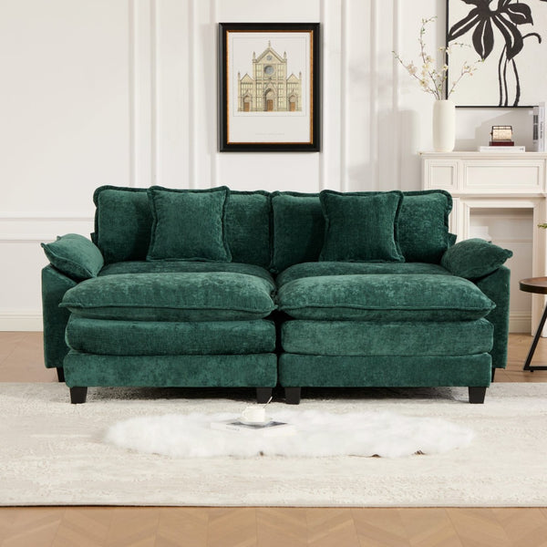 English Elm Wider Armrest Loveseat - Modern Green Chenille Couch With Cloud-Like Comfort For Any Space W1143S00038-GIGA
