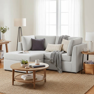 English Elm Chauncy Modular Three Piece Chofa with Storage Ottoman for Cozy Living Spaces B050S00036