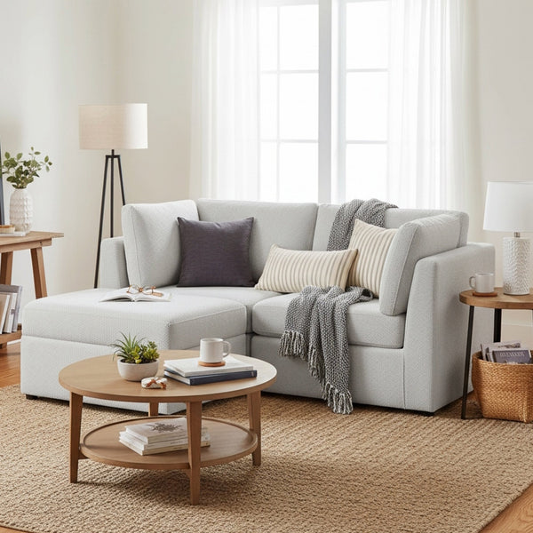 English Elm Chauncy Modular Three Piece Chofa with Storage Ottoman for Cozy Living Spaces B050S00036