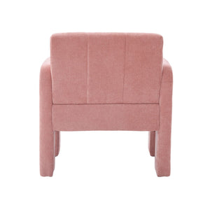 English Elm Modern Ergonomic Armchair with Generous Curved Armrests, Chenille Upholstery, 500lb Capacity, Cozy Lounge Seat Pink W395P380517