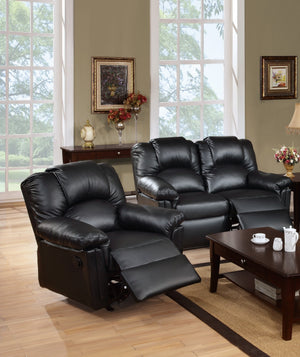 English Elm Modern Black Bonded Leather Loveseat and Recliner Set for Contemporary Living Rooms B011S02385