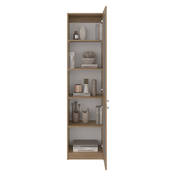 English Elm Butte Tall Two-tone Oak Bookcase with Concealed Doors and Open Shelves for Home Office B097P480469