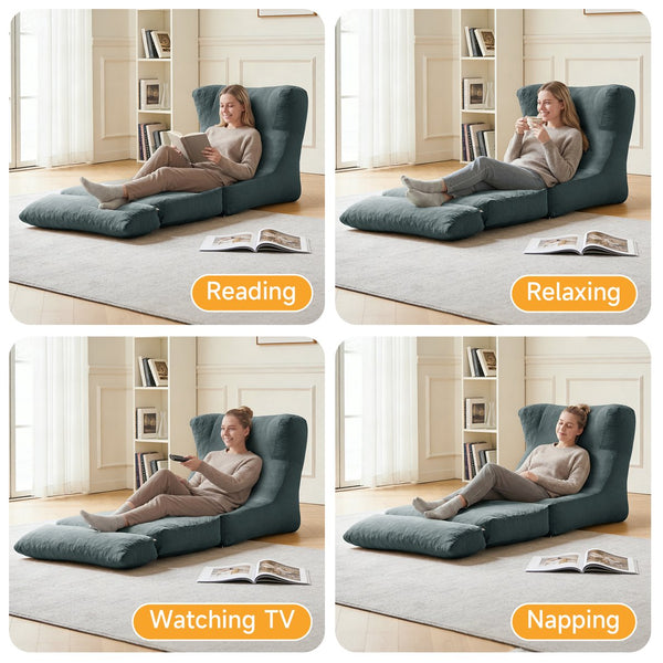 English Elm Cloud Corduroy Sleeper Chair Foldable High Density Foam Seat for Small Space Living Grey W1765P448641