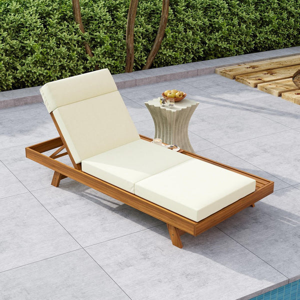 English Elm Christopher Knight Home® - Lounge Chaise Set With Adjustable Headrest, Acacia Wood Frame & Water-Resistant Cushions For Outdoors N770P253442T_N770P285267B