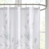 Madison Park Magnolia Modern/Contemporary Floral Printed Burnout Shower Curtain MP70-6421 Aqua