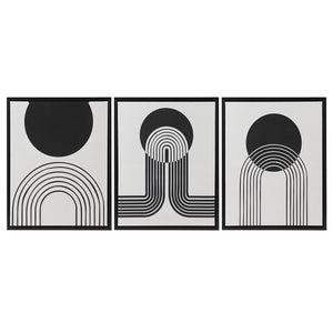 JLA Home Urban Habitat - 3-piece Framed Canvas Set – Modern Black & Taupe Geometric Triptych, Ready-to-Hang Art for Home Decor UH95C-0030