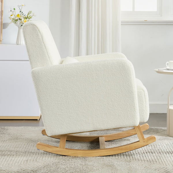 English Elm Christopher Knight Home® - Accent Rocking Chair In Cream White Teddy Velvet - Luxurious Comfort, Ergonomic Support & Style! N765P263906W