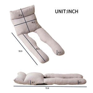 English Elm Adjustable U-shaped Full-Body Recliner Pillow for Sleeping, Reading & Physiotherapy — Gray Metal, Foldable Packaging Enhanced Comfort W244P289150