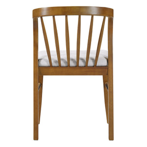 English Elm Mid-century Rubberwood Dining Chairs Windsor Spindle Back Upholstered Set of 2 N768P427477W