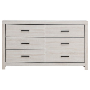 English Elm Sherwood Coastal White 6-Drawer Dresser — Sleek Modern Silhouette, Smooth Hardware, Spacious Storage B062P375390