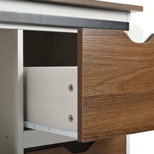 English Elm K&K 55.5" Farmhouse Kitchen Island with Sliding Barn Door, Drop Leaf, Charging Station, Wheels White N707P288229W