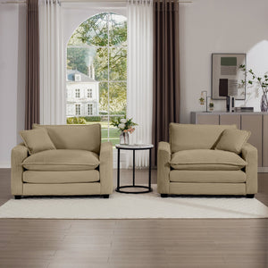 English Elm Luxurious Deep Seated Sofa Set With 2 Chairs In Tan Corduroy - Perfect For Modern Living Spaces! W714S00784