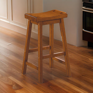 English Elm Wooden Saddle Seat Backless Counter Stools Solid Oak Set of 2 for Kitchen Islands B056P417111