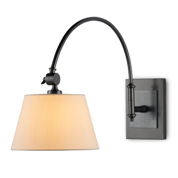 Ashby Bronze Swing-Arm Wall Sconce with Elegant Eggshell Shade - Classic Lighting for Any Room