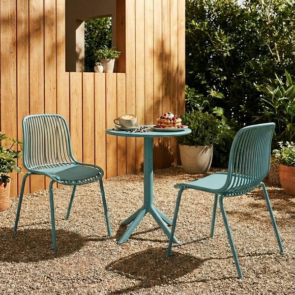 English Elm Eldred Outdoor Stackable Dining Chairs Set of 2 Uv Resistant Patio Seating Sky Blue N776P390471B