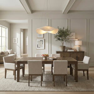 English Elm Brown French Oak Veneer 7 Piece Dining Set Upholstered Chairs Expandable Leaf B011S02334