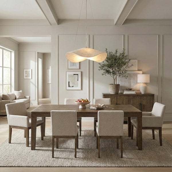 English Elm Brown French Oak Veneer 7 Piece Dining Set Upholstered Chairs Expandable Leaf B011S02334