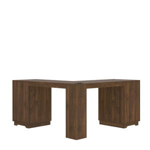 English Elm L Shaped Corner Desk with Storage Cabinet Built in Charging Station Home Office W1321S00037