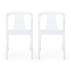 English Elm Christopher Knight Home® - ORCHID Weather-Resistant Outdoor Chair with Curved Backrest, Durable Polypropylene Blend for Patio Comfort White 32.5 L x 24 W x 20.5 H 68373.00WHI