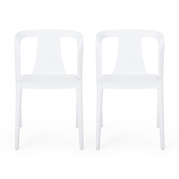 English Elm Christopher Knight Home® - ORCHID Weather-Resistant Outdoor Chair with Curved Backrest, Durable Polypropylene Blend for Patio Comfort White 32.5 L x 24 W x 20.5 H 68373.00WHI