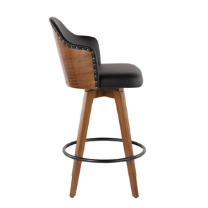 English Elm Contemporary High Back Upholstered Barstool Set with Black Steel Frame for Kitchen B202P222357
