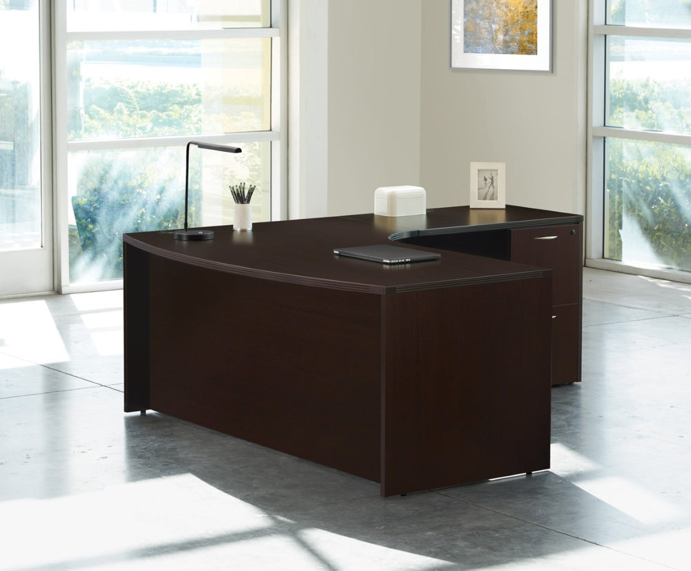OSP Home Furnishings Napa Right Facing Curved Corner Sectional Hardwood Frame Contemporary Living Room Sofa Espresso NAPESP-TYP10R
