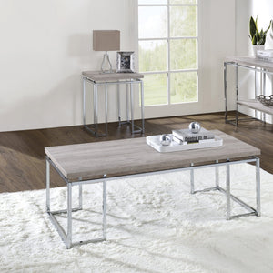 English Elm Natural Oak End Table With Chrome Sled Base – Modern Minimalist Design For Chic Living Spaces B062P189175