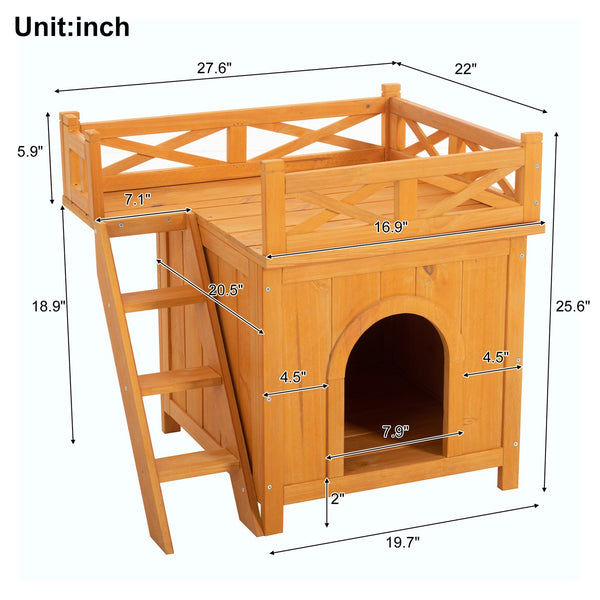 English Elm Weatherproof Pine Wood Catio Outdoor Cat Enclosure with Platforms Ramps and Pvc Roof N843MP003N