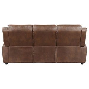 English Elm Worthington Dark Brown Padded Arm Sofa with Pillowtop Arms, Faux Leather Upholstery, Plush Comfort B062P354079
