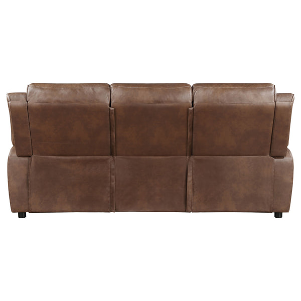 English Elm Worthington Dark Brown Padded Arm Sofa with Pillowtop Arms, Faux Leather Upholstery, Plush Comfort B062P354079