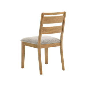 English Elm Set of 2 Ladder Back Dining Chairs Washed Oak Frame Bouclé Cushion Farmhouse B016P453424