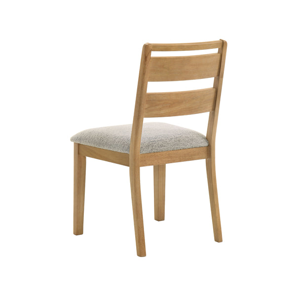 English Elm Set of 2 Ladder Back Dining Chairs Washed Oak Frame Bouclé Cushion Farmhouse B016P453424