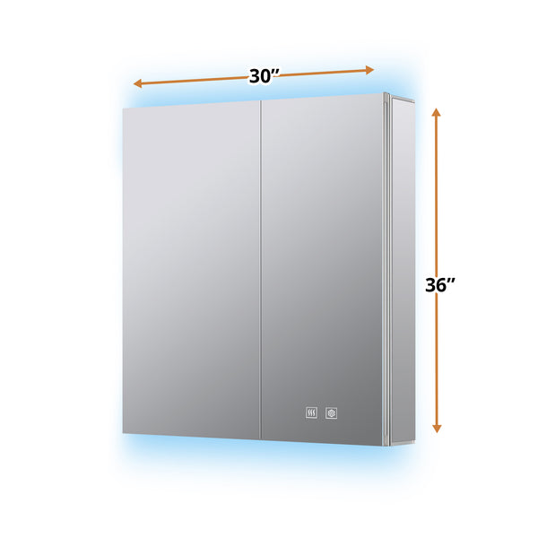 English Elm Corsica Aluminum Led Medicine Cabinet with Defogger Soft Close Doors Bathroom Mirror B2731P477800