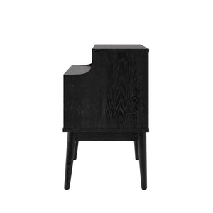 English Elm Christopher Knight Home® - DISA Mid-Century 1-Drawer Nightstand in Black Faux Wood with Splayed Legs, Silver Pull, Compact Storage 71156.00BLK